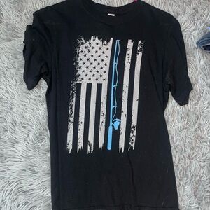 American flag fishing t shirt